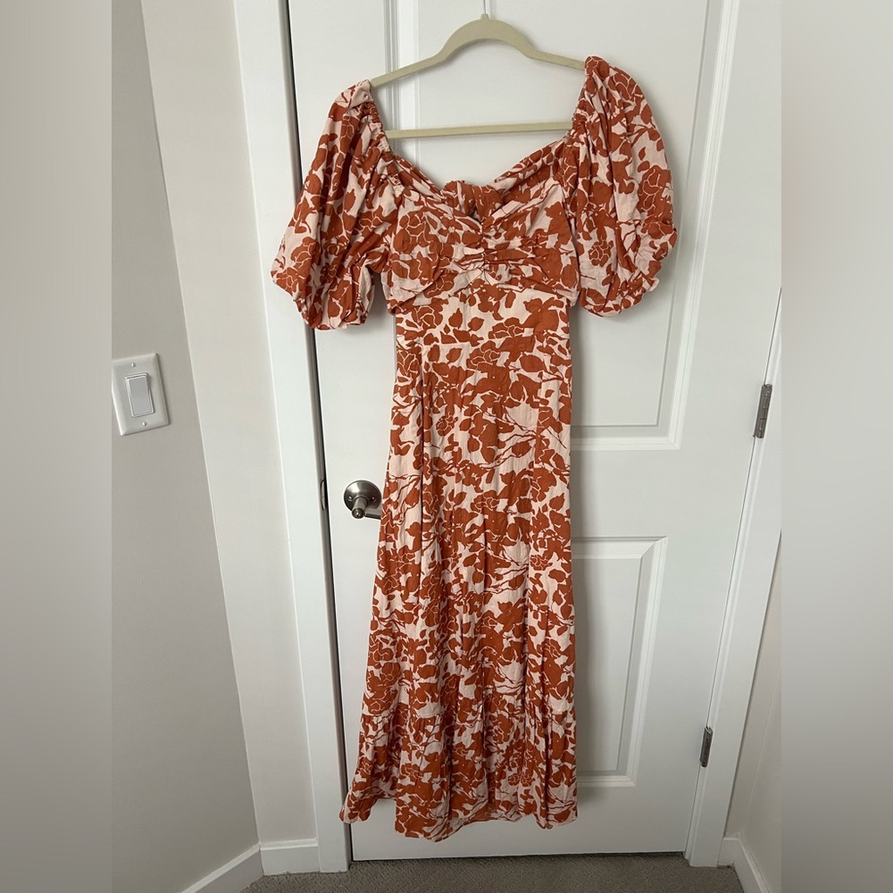 Floral print back bow tie dress